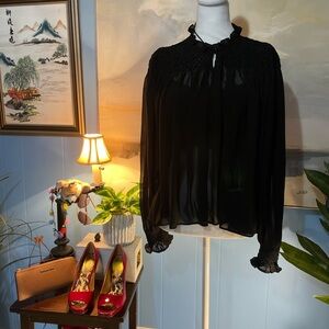 Tuckernuck Black Ruffled Blouse